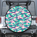 Pastel Teal And Purple Camouflage Print Tire Cover