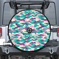 Pastel Teal And Purple Camouflage Print Tire Cover With Camera Hole