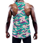 Pastel Teal And Purple Camouflage Print Training Tank Top