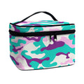 Pastel Teal And Purple Camouflage Print Travel Makeup Bag