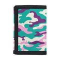 Pastel Teal And Purple Camouflage Print Trifold Wallet