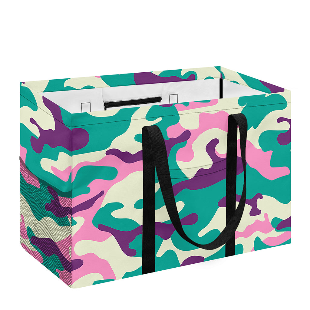 Pastel Teal And Purple Camouflage Print Utility Tote Bag