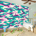 Pastel Teal And Purple Camouflage Print Wall Sticker
