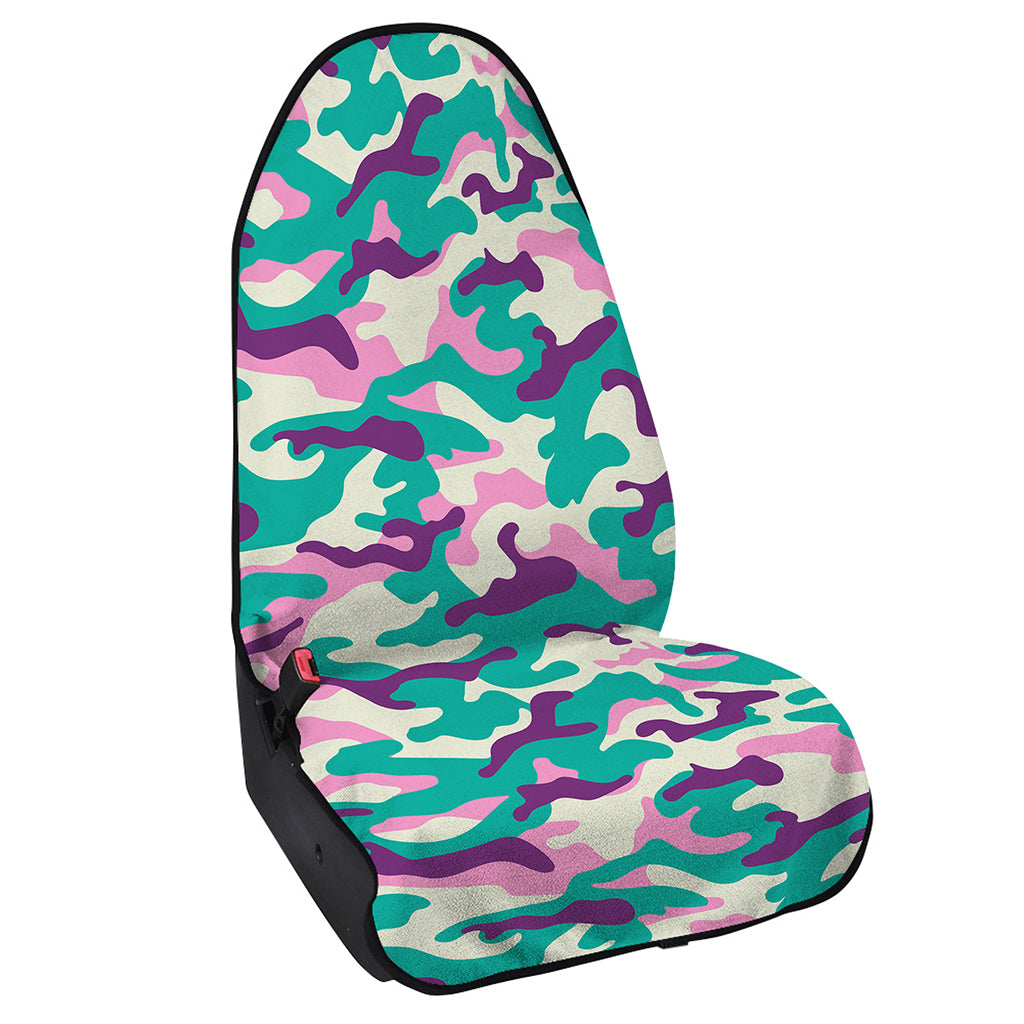 Pastel Teal And Purple Camouflage Print Waterproof Car Seat Cover