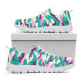 Pastel Teal And Purple Camouflage Print White Running Shoes
