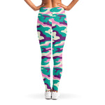 Pastel Teal And Purple Camouflage Print Women's Leggings