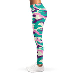 Pastel Teal And Purple Camouflage Print Women's Leggings