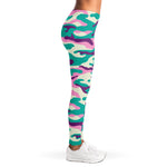 Pastel Teal And Purple Camouflage Print Women's Leggings