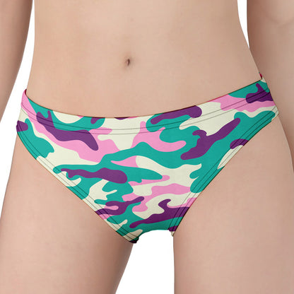 Pastel Teal And Purple Camouflage Print Women's Panties