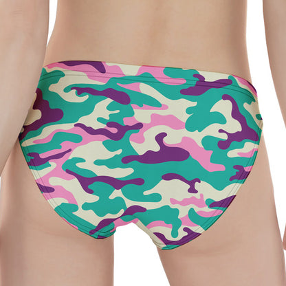 Pastel Teal And Purple Camouflage Print Women's Panties