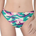 Pastel Teal And Purple Camouflage Print Women's Thong