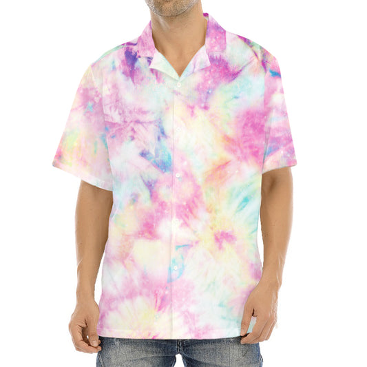 Pastel Tie Dye Print Aloha Shirt