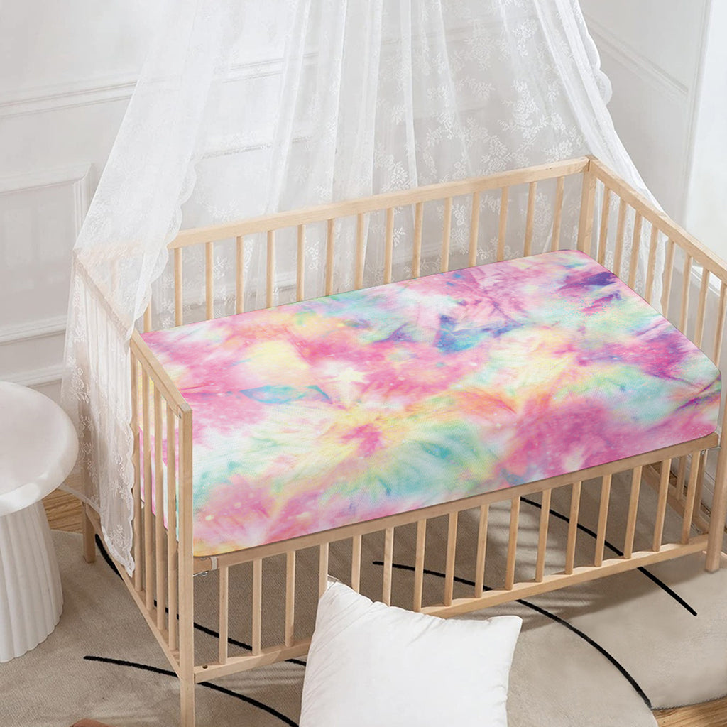 Pastel Tie Dye Print Baby Crib Sheet