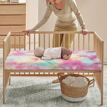 Pastel Tie Dye Print Baby Crib Sheet