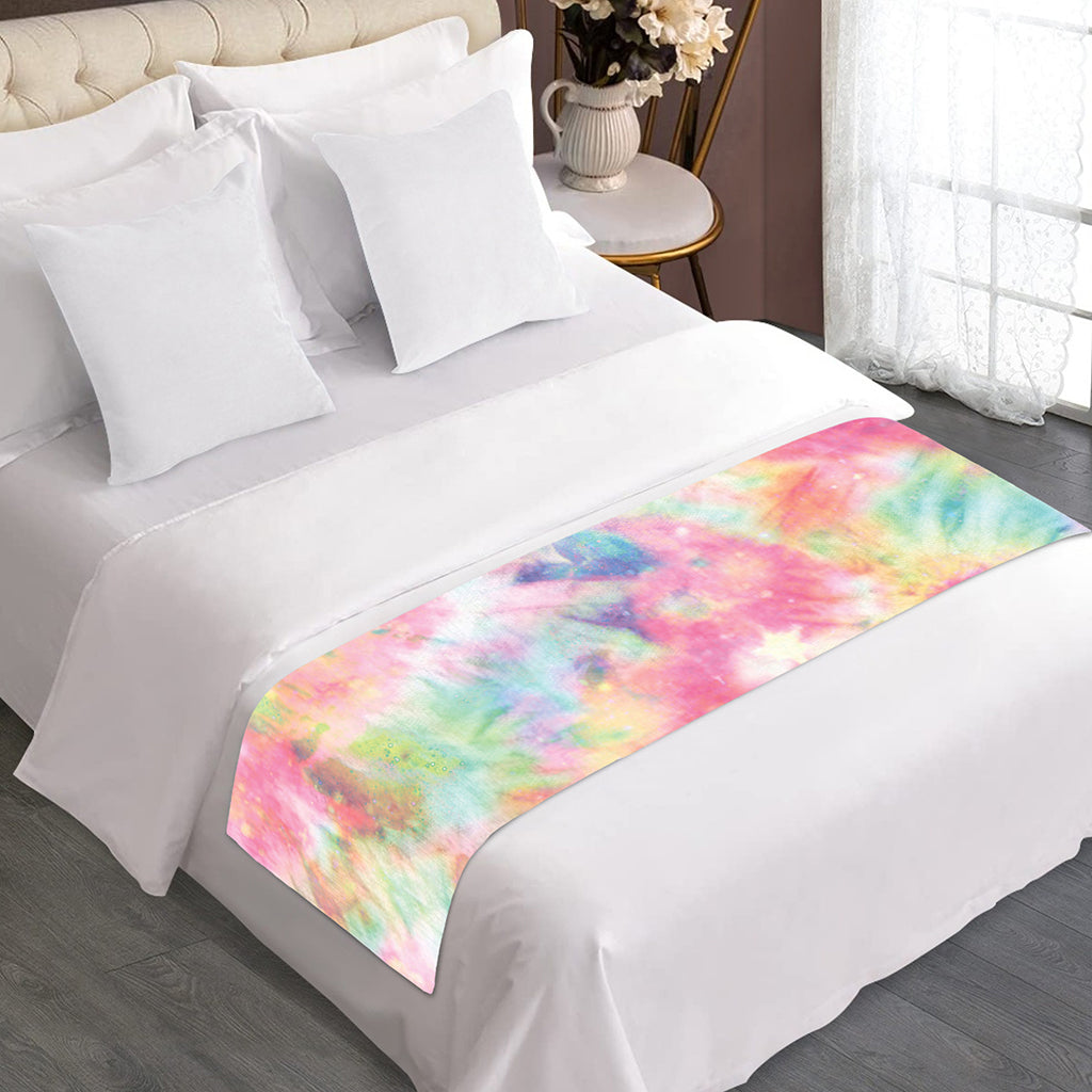 Pastel Tie Dye Print Bed Runner