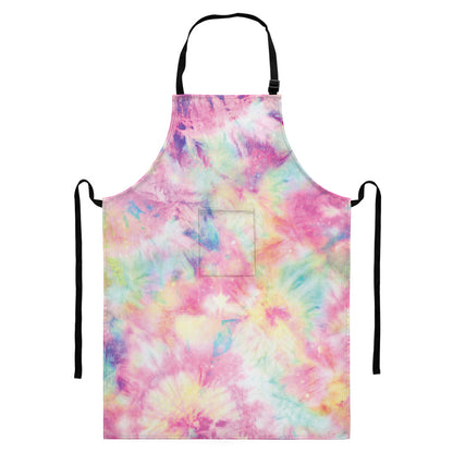 Pastel Tie Dye Print Bib Apron With Pocket