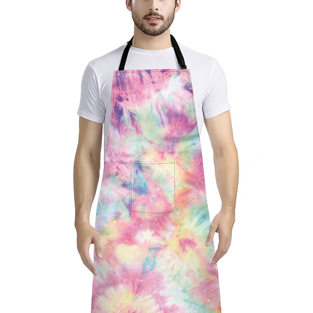 Pastel Tie Dye Print Bib Apron With Pocket