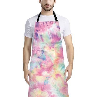 Pastel Tie Dye Print Bib Apron With Pocket