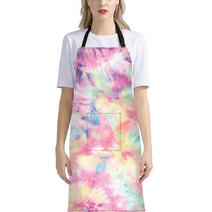 Pastel Tie Dye Print Bib Apron With Pocket