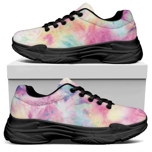 Pastel Tie Dye Print Black Chunky Shoes
