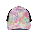 Pastel Tie Dye Print Black Mesh Trucker Cap