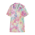 Pastel Tie Dye Print Cotton Hawaiian Shirt