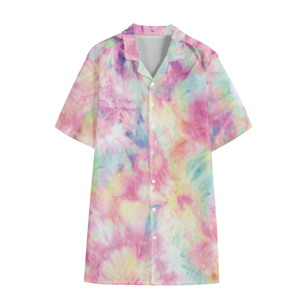 Pastel Tie Dye Print Cotton Hawaiian Shirt