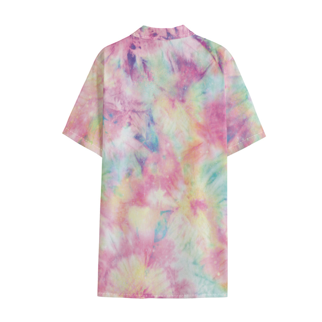 Pastel Tie Dye Print Cotton Hawaiian Shirt