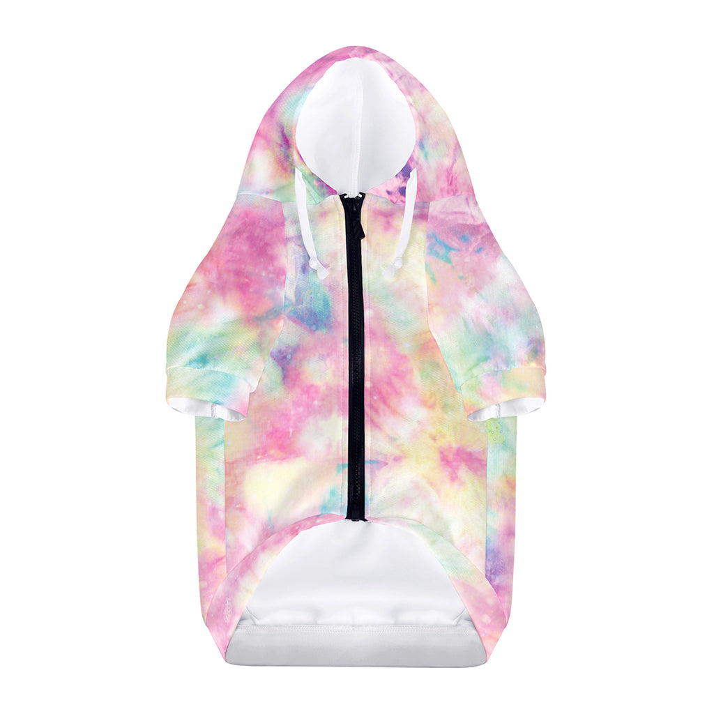 Pastel Tie Dye Print Dog Zip Up Hoodie