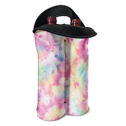 Pastel Tie Dye Print Double Neoprene Wine Tote