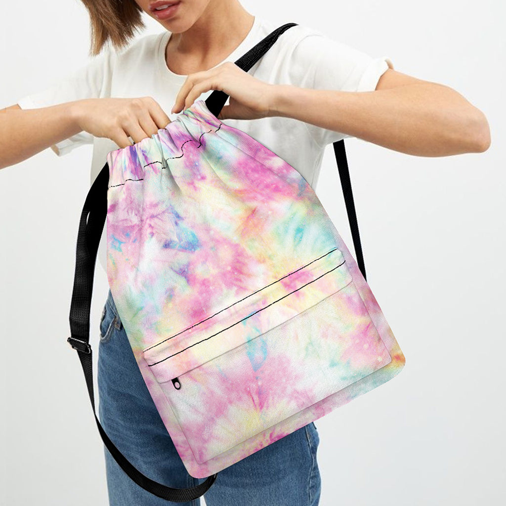 Pastel Tie Dye Print Drawstring Backpack