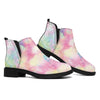 Pastel Tie Dye Print Flat Ankle Boots