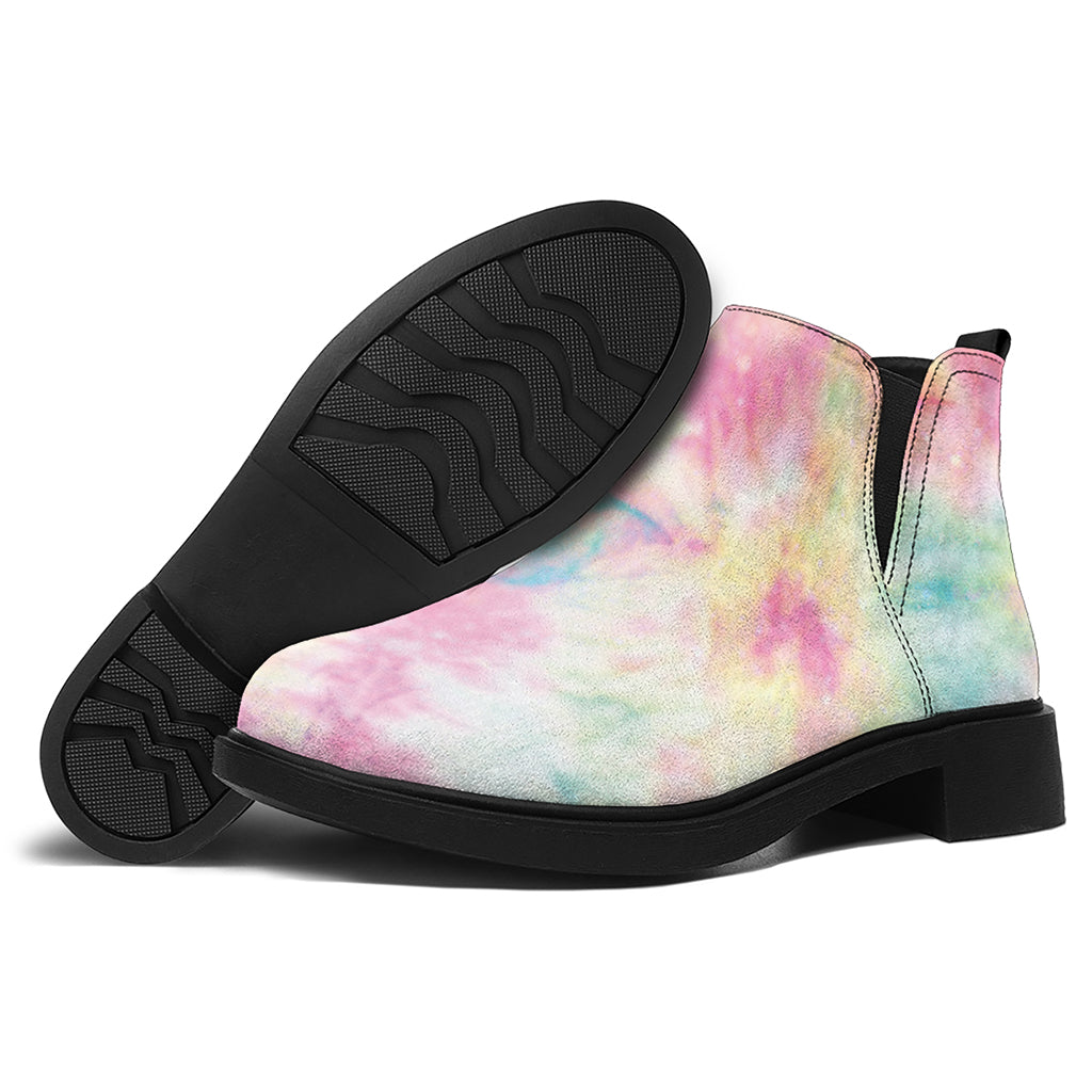 Pastel Tie Dye Print Flat Ankle Boots