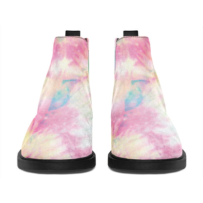 Pastel Tie Dye Print Flat Ankle Boots