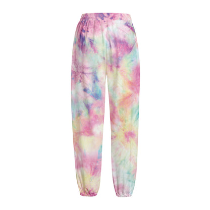 Pastel Tie Dye Print Fleece Lined Knit Pants