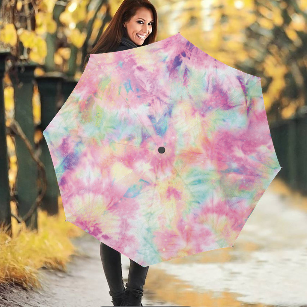 Pastel Tie Dye Print Foldable Umbrella