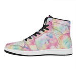 Pastel Tie Dye Print High Top Leather Sneakers