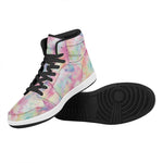 Pastel Tie Dye Print High Top Leather Sneakers