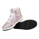 Pastel Tie Dye Print High Top Leather Sneakers