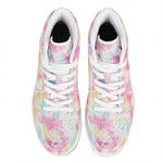 Pastel Tie Dye Print High Top Leather Sneakers