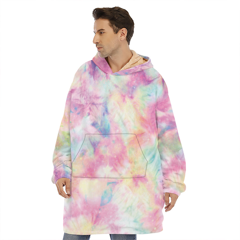 Pastel Tie Dye Print Hoodie Blanket