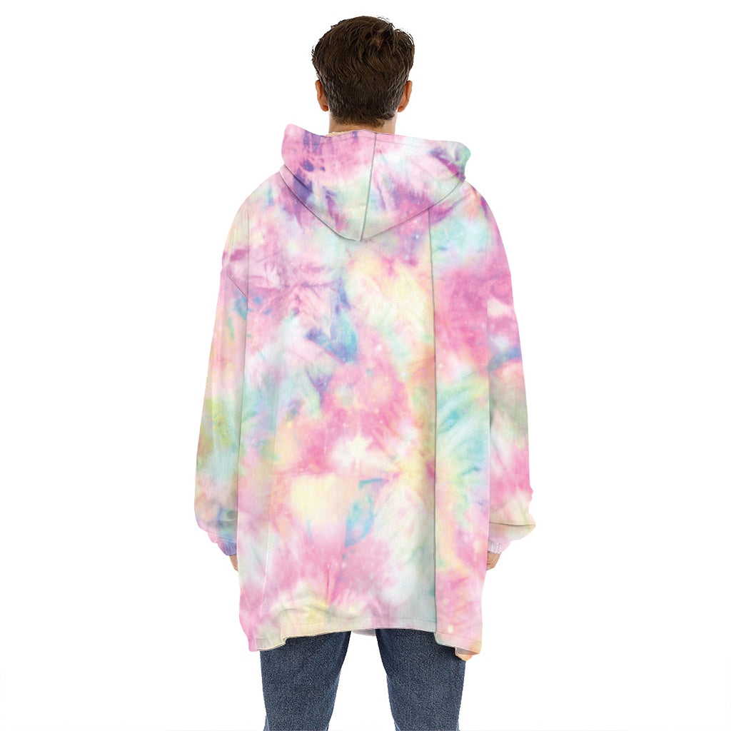 Pastel Tie Dye Print Hoodie Blanket