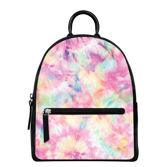 Pastel Tie Dye Print Leather Backpack