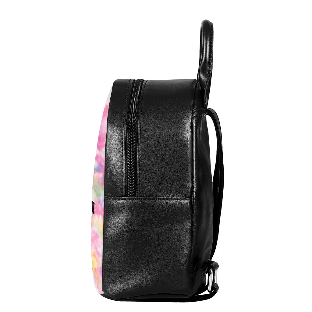 Pastel Tie Dye Print Leather Backpack