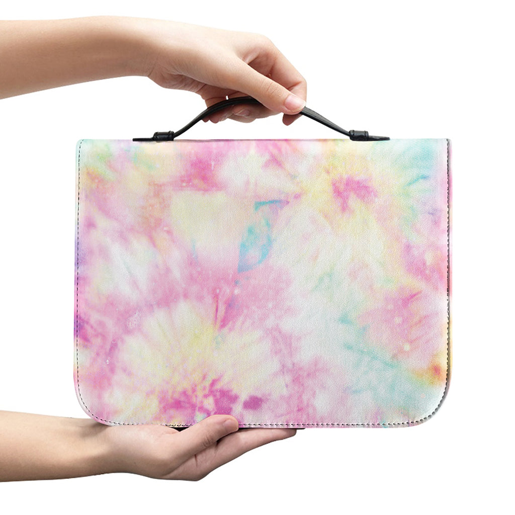 Pastel Tie Dye Print Leather Bible Cover