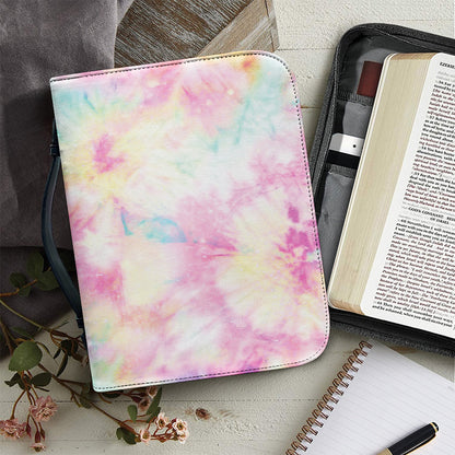 Pastel Tie Dye Print Leather Bible Cover
