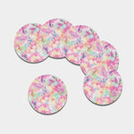 Pastel Tie Dye Print Leather Coaster Set