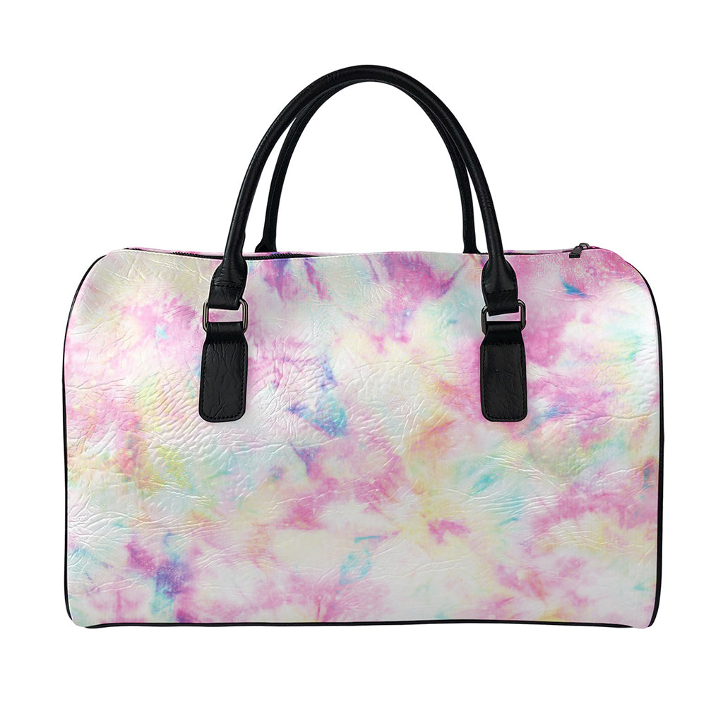 Pastel Tie Dye Print Leather Duffle Bag