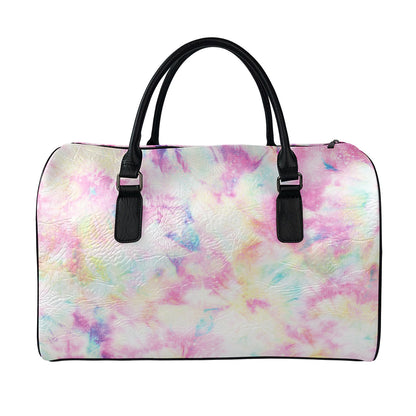 Pastel Tie Dye Print Leather Duffle Bag