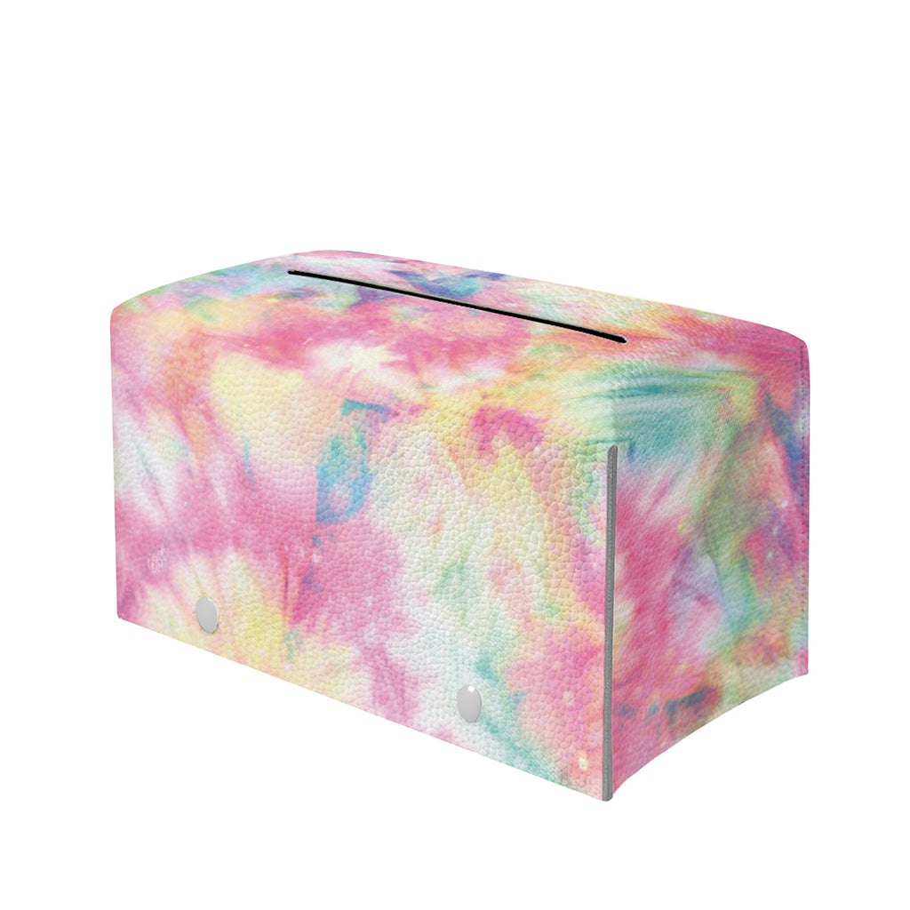Pastel Tie Dye Print Leather Tissue Box Cover